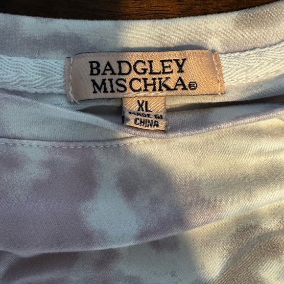 Badgley Mischka Women’s Tie Dye Pink Gray Soft Long Sleeve Pajama Top Sz XL - Picture 4 of 8